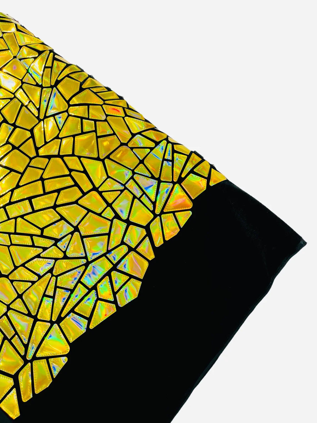 Mirror Sequins Velvet Fabric - Iridescent Gold - Large Shiny Mirror Cut Sequins By Yard