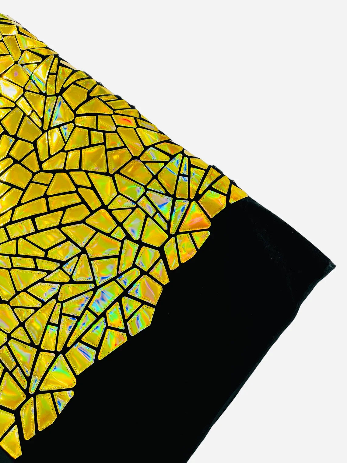 Mirror Sequins Velvet Fabric - Iridescent Gold - Large Shiny Mirror Cut Sequins By Yard
