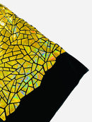 Mirror Sequins Velvet Fabric - Iridescent Gold - Large Shiny Mirror Cut Sequins By Yard