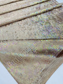 Anaconda Stretch Velvet - Gold Iridescent - 58/60" Stretch Velvet Fabric with Anaconda Snake Print By Yard