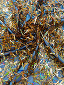 Sword Large Shiny Sequins - Gold Iridescent - Hanging Iridescent Sequins On Lace Fabric By Yard