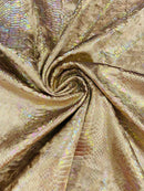 Anaconda Stretch Velvet - Gold Iridescent - 58/60" Stretch Velvet Fabric with Anaconda Snake Print By Yard