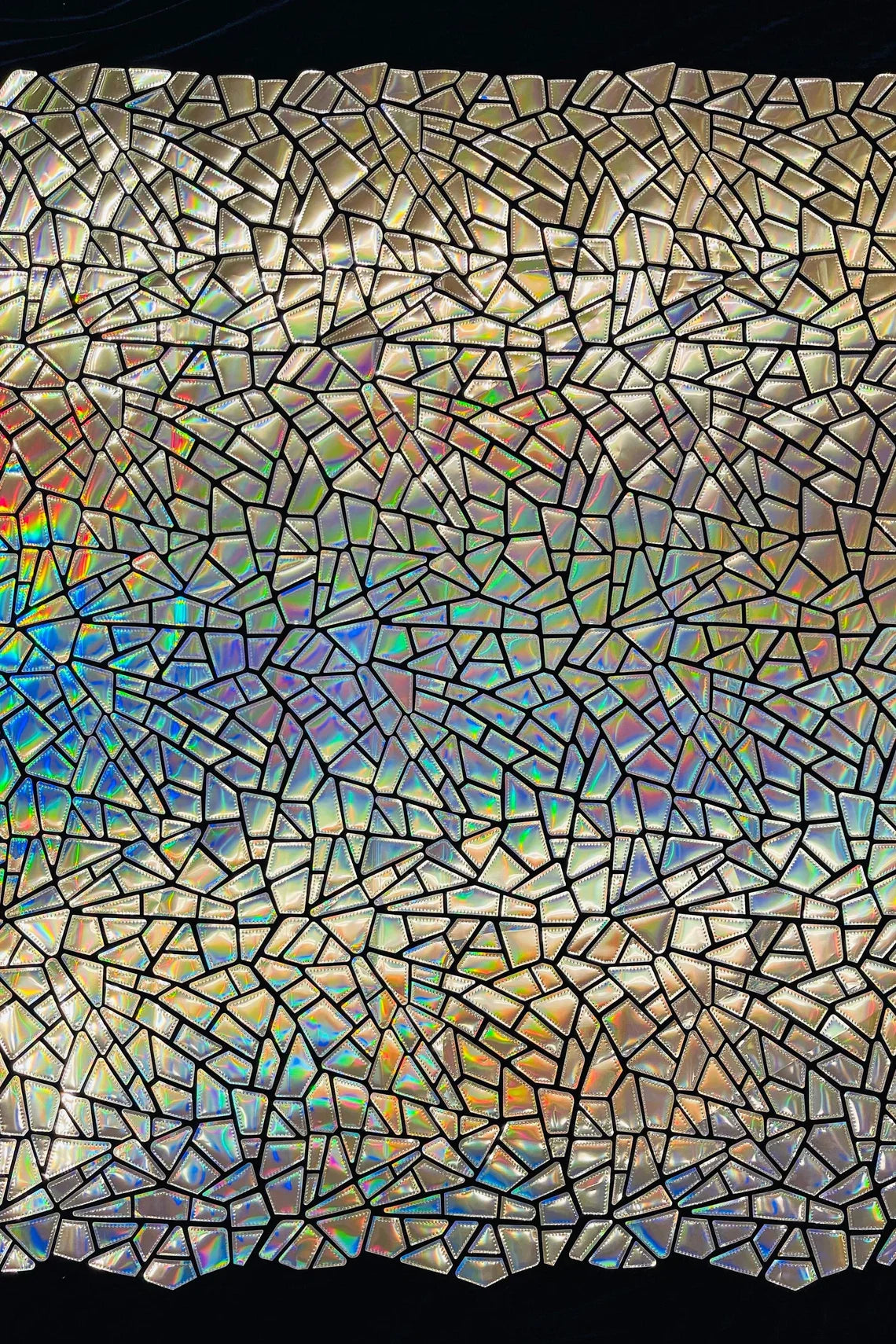 Mirror Sequins Velvet Fabric - Iridescent Gold - Large Shiny Mirror Cut Sequins By Yard