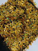 Sword Large Shiny Sequins - Gold Iridescent - Hanging Iridescent Sequins On Lace Fabric By Yard