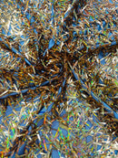 Sword Large Shiny Sequins - Gold Iridescent - Hanging Iridescent Sequins On Lace Fabric By Yard