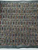 Fancy Gem Jewel Fabric - Gold Iridescent on Black - Geometric Stretch Sequins Design on Mesh By Yard