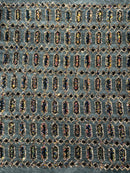 Fancy Gem Jewel Fabric - Gold Iridescent on Black - Geometric Stretch Sequins Design on Mesh By Yard