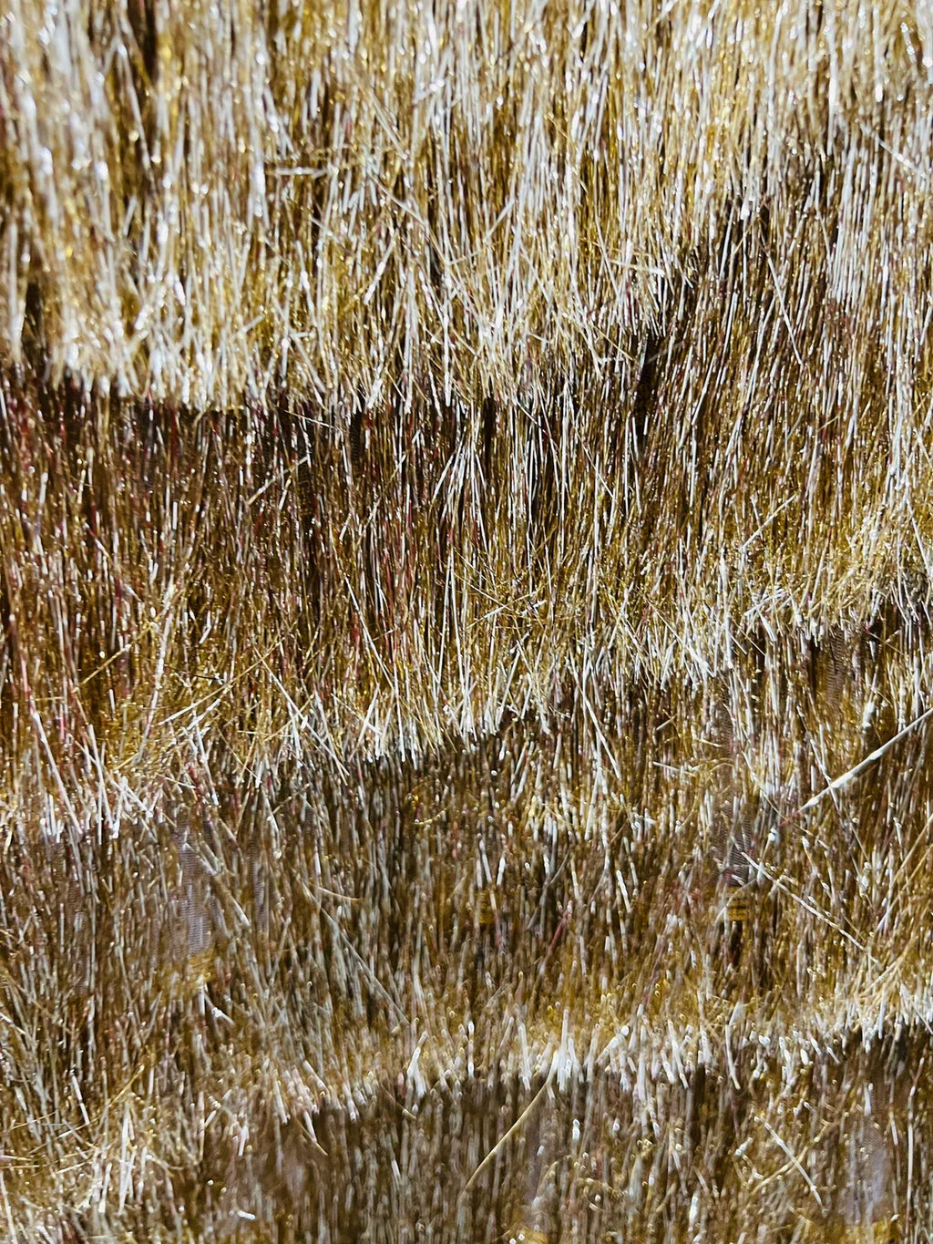 Metallic Fringe Eyelash Design - Gold - Embroidered 2 Way Stretch Fancy Fringe By Yard