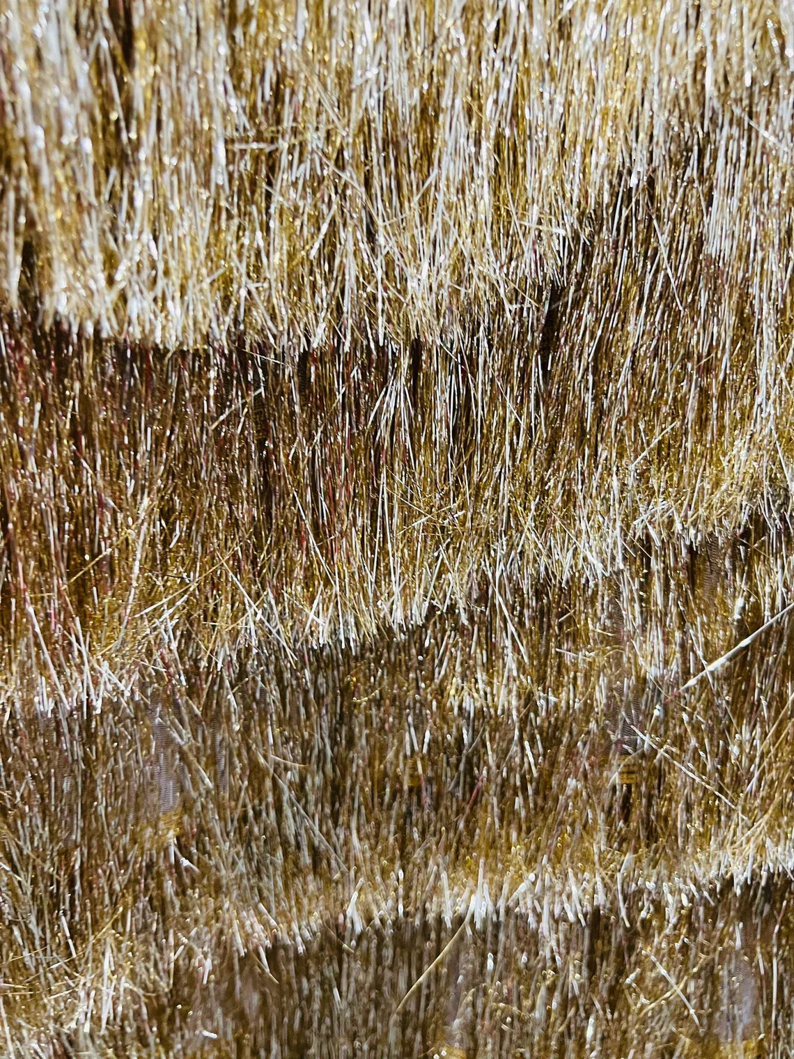 Metallic Fringe Eyelash Design - Gold - Embroidered 2 Way Stretch Fancy Fringe By Yard