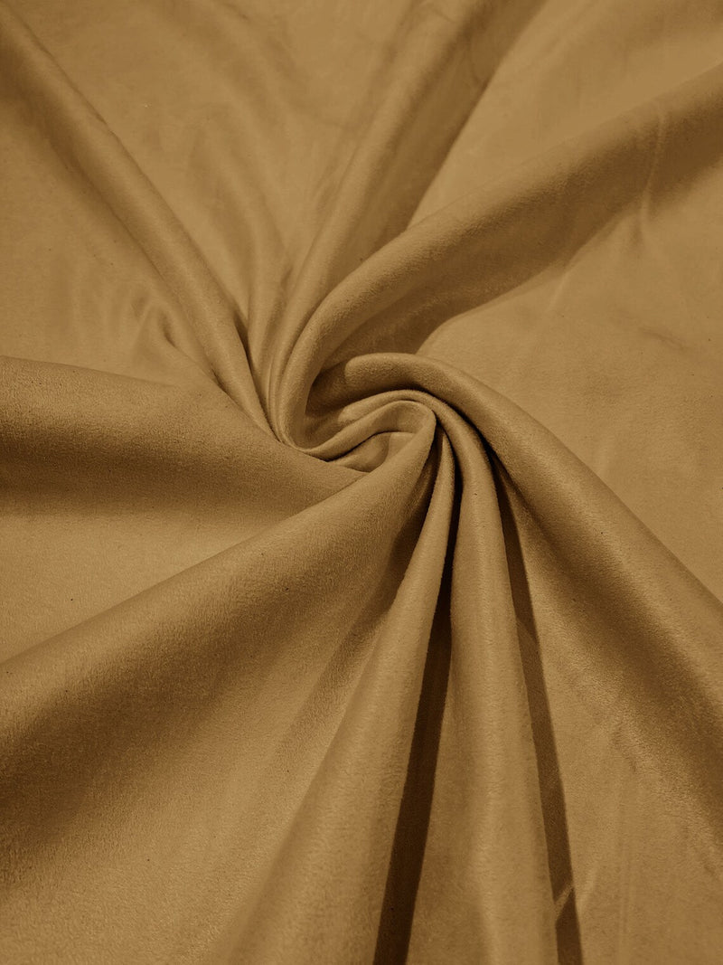 Faux Suede Fabric - Gold - 58" Polyester Micro Suede Fabric for Upholstery / Tablecloth/ Costume By Yard
