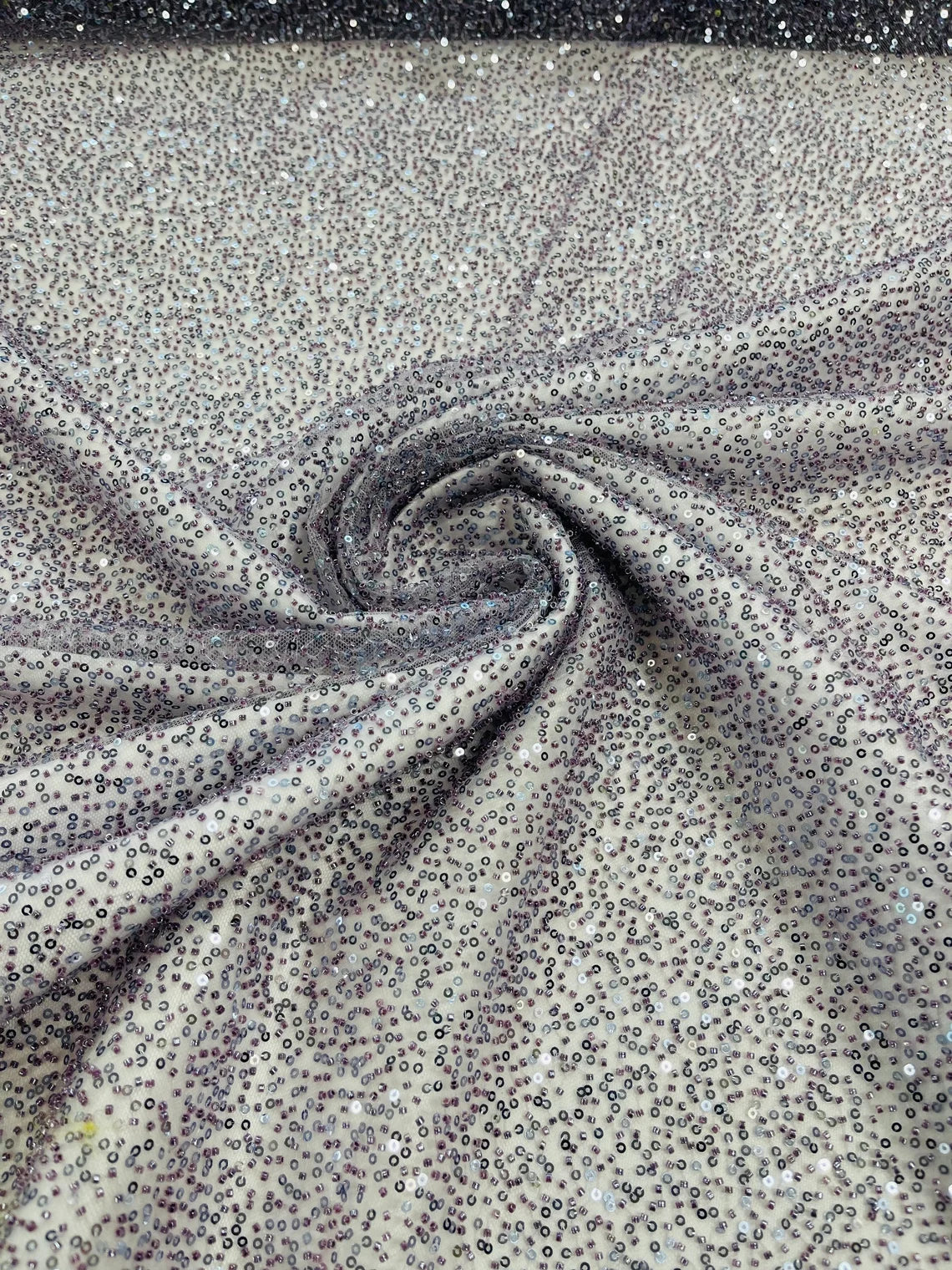 3D Beaded Lace Fabric - Grape - Heavy Embroidery Handmade Lace, Beaded Fabric By Yard
