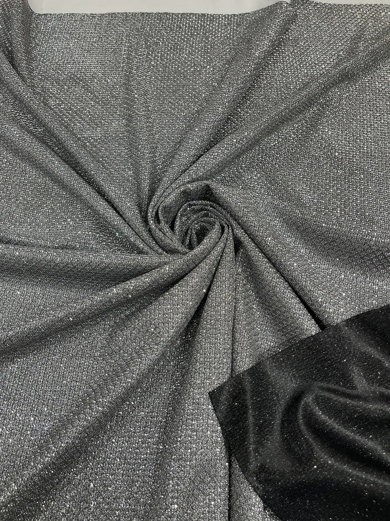 Diamond Shimmer Glitter Fabric - Gray - Sparkle Stretch Luxury Shiny Fabric By Yard