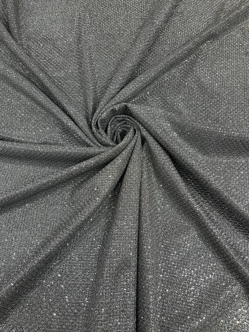 Diamond Shimmer Glitter Fabric - Gray - Sparkle Stretch Luxury Shiny Fabric By Yard