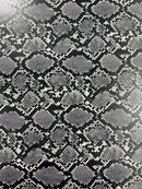 Snake Python Faux Leather Vinyl - Gray - 3D Snake Print Design Embossed Vinyl By Yard