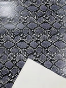 Snake Python Faux Leather Vinyl - Gray - 3D Snake Print Design Embossed Vinyl By Yard