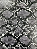 Snake Python Faux Leather Vinyl - Gray - 3D Snake Print Design Embossed Vinyl By Yard