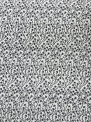 Shimmer Glitter Flower Fabric - Gray - Small Glitter Flower Design on Lace Sold By Yard