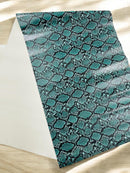 Snake Python Faux Leather Vinyl - Green / Black - 3D Snake Print Design Embossed Vinyl By Yard