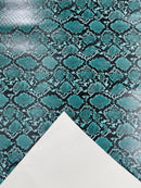 Snake Python Faux Leather Vinyl - Green / Black - 3D Snake Print Design Embossed Vinyl By Yard