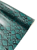 Snake Python Faux Leather Vinyl - Green / Black - 3D Snake Print Design Embossed Vinyl By Yard