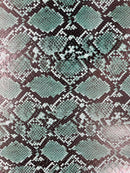 Snake Python Faux Leather Vinyl - Green / Black - 3D Snake Print Design Embossed Vinyl By Yard