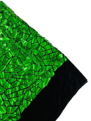 Mirror Sequins Velvet Fabric - Green - Large Shiny Mirror Cut Sequins By Yard