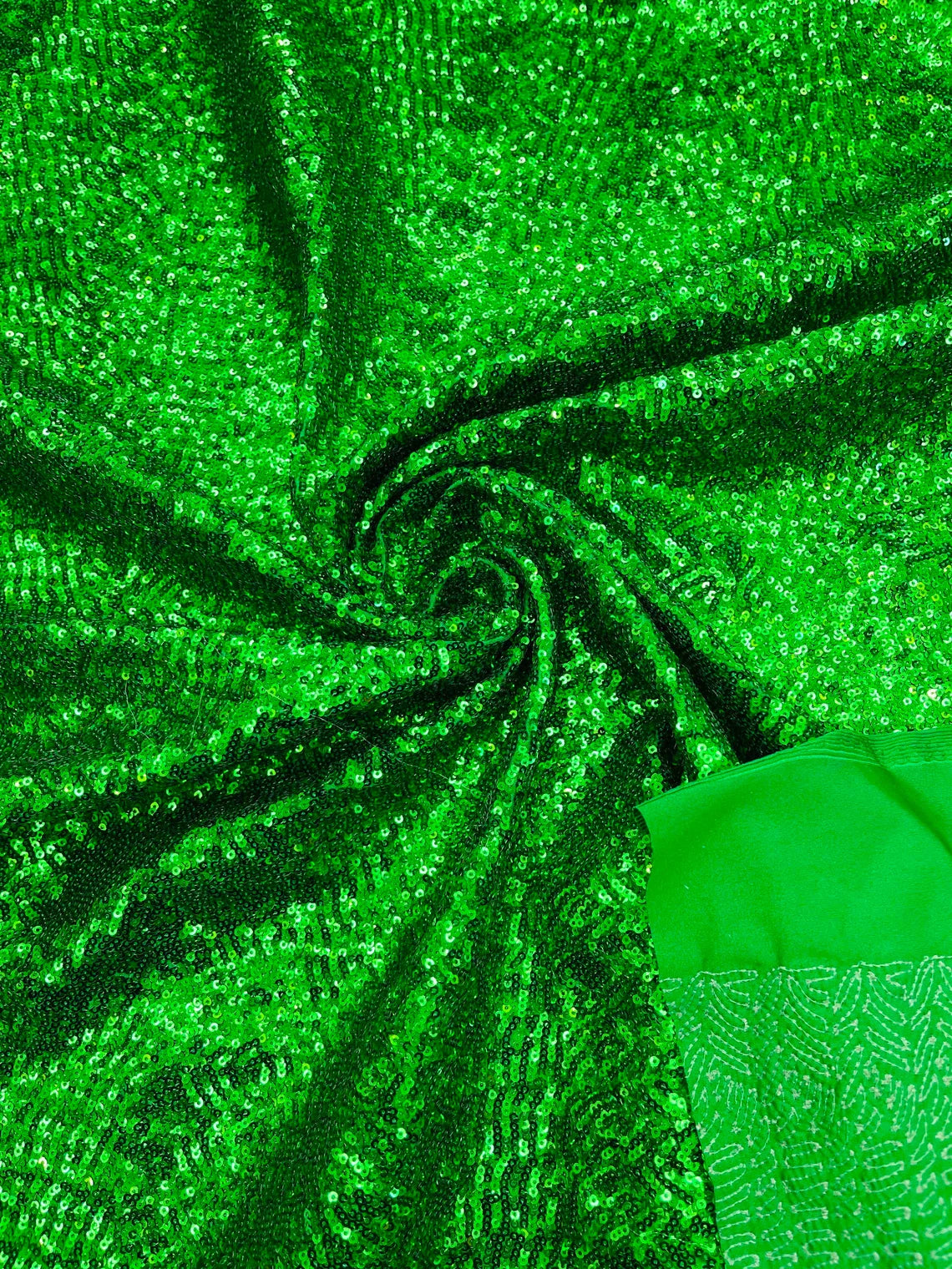 Mini Glitz Sequins Milliskin - Green - 4 Way Stretch Milliskin Nylon Spandex Fabric Sold By Yard