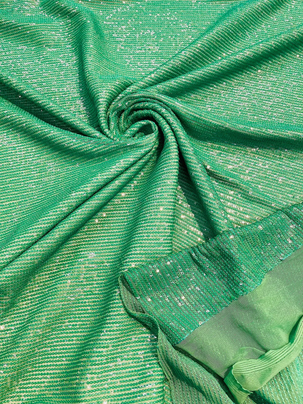 Mille Striped Stretch Sequins - Green - 4 Way Stretch Spandex Sequins Striped Fabric By The Yard