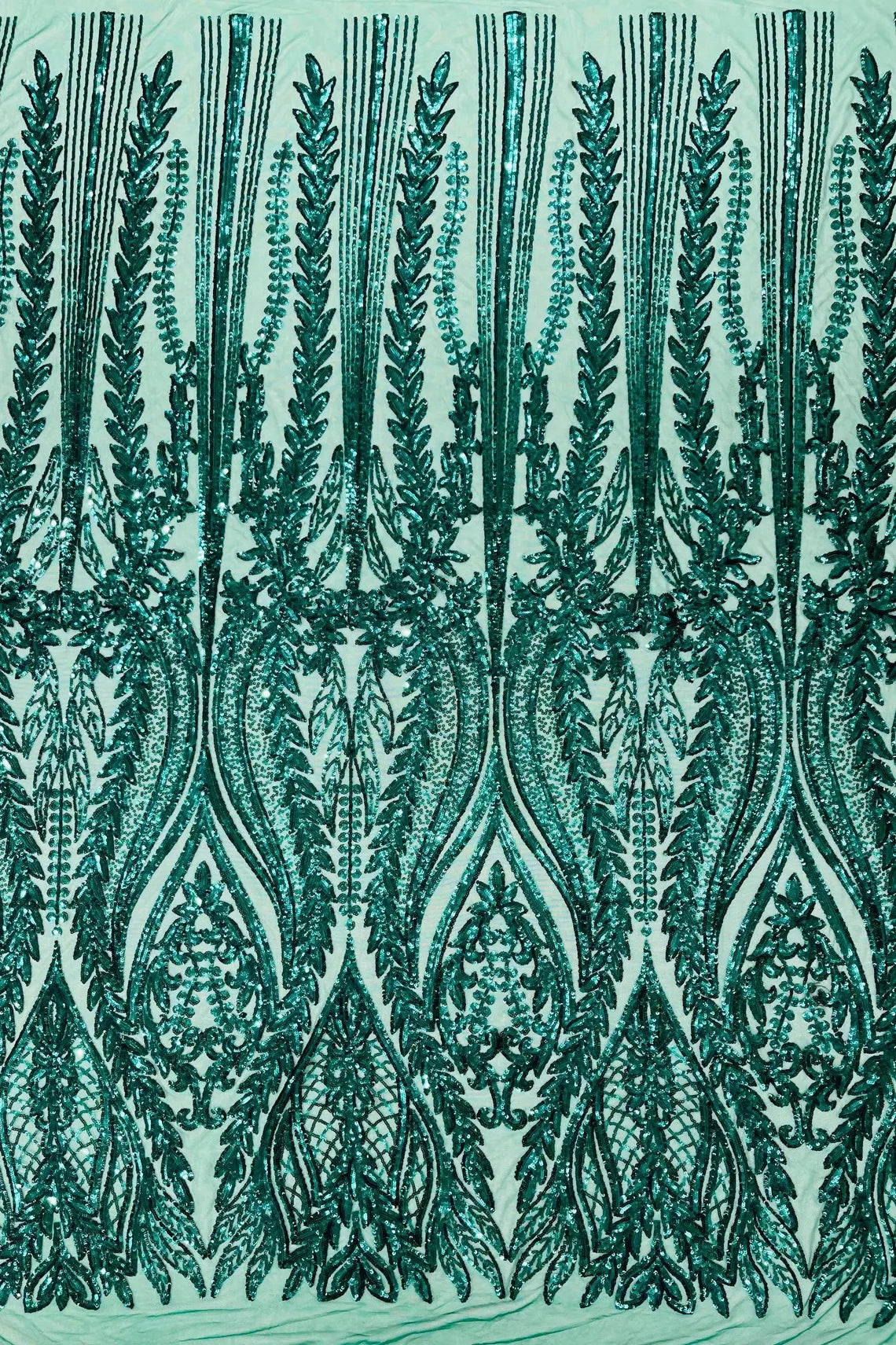 Mermaid Design Sequins Fabric - Green - Sequins Fabric 4 Way Stretch on Mesh By Yard