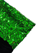 Mirror Sequins Velvet Fabric - Green - Large Shiny Mirror Cut Sequins By Yard
