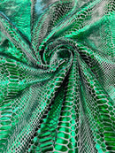 Anaconda Stretch Velvet - Green - 58/60" Stretch Velvet Fabric with Anaconda Snake Print By Yard