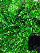 Mirror Sequins Velvet Fabric - Green - Large Shiny Mirror Cut Sequins By Yard
