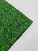 Sequins on Metallic Foil - Green - 5mm Sequins Confetti 2Way Stretch Spandex Fabric by yard