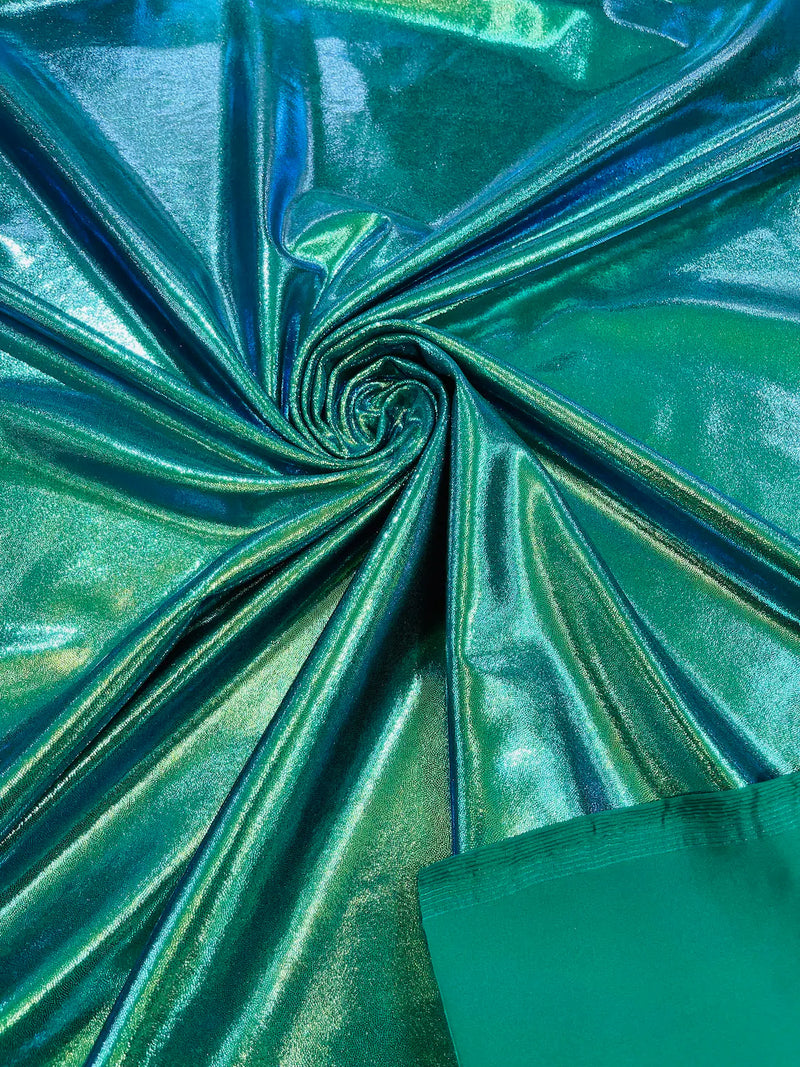 Mystique Foil Fabric - Green - 58/60 4 Way Stretch Iridescent Foggy F