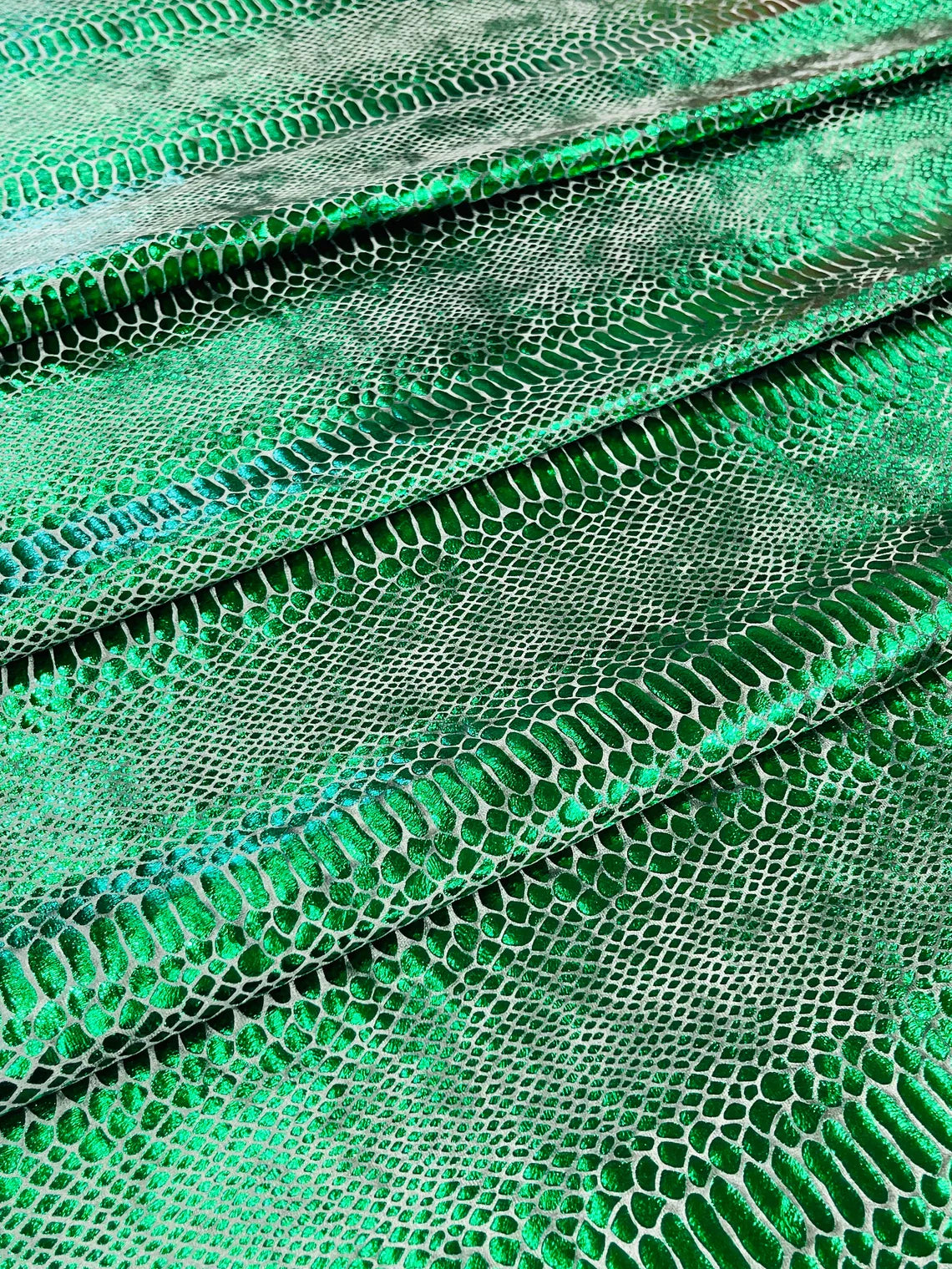 Anaconda Stretch Velvet - Green - 58/60" Stretch Velvet Fabric with Anaconda Snake Print By Yard