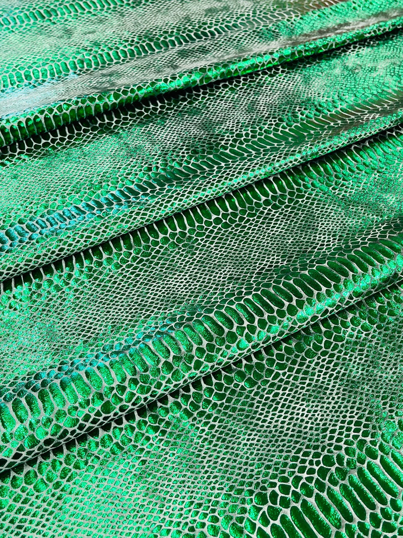 Anaconda Stretch Velvet - Green - 58/60" Stretch Velvet Fabric with Anaconda Snake Print By Yard