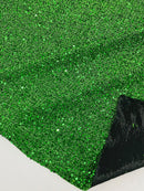Sequins on Metallic Foil - Green - 5mm Sequins Confetti 2Way Stretch Spandex Fabric by yard