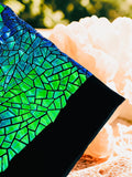 Mirror Sequins Velvet Fabric - Iridescent Green - Large Shiny Mirror Cut Sequins By Yard