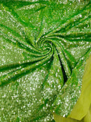 Flip Up Sequins Reversible - Green Iridescent - Shiny Reversible Mermaid Sequins Fabric By Yard