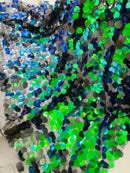 Round Large Sequins - Green Iridescent - Paillette Large Round Sequins Design Fabric By Yard