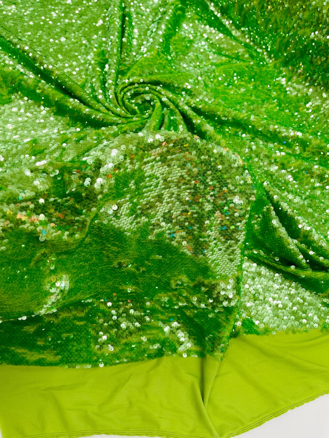 Flip Up Sequins Reversible - Green Iridescent - Shiny Reversible Mermaid Sequins Fabric By Yard