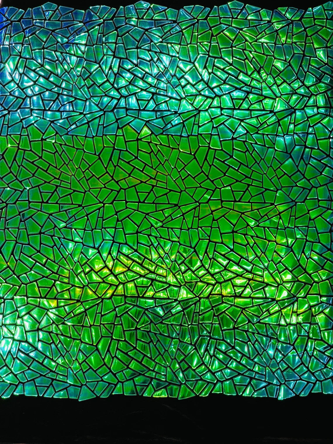 Mirror Sequins Velvet Fabric - Iridescent Green - Large Shiny Mirror Cut Sequins By Yard