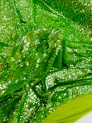 Flip Up Sequins Reversible - Green Iridescent - Shiny Reversible Mermaid Sequins Fabric By Yard