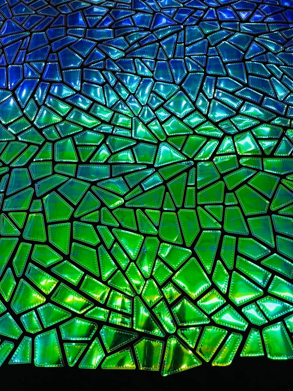 Mirror Sequins Velvet Fabric - Iridescent Green - Large Shiny Mirror Cut Sequins By Yard