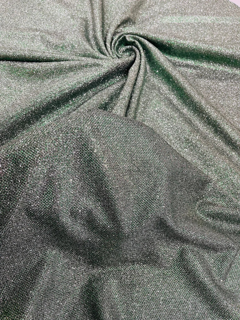 Shimmer Glitter Fabric - Green on Black - Luxury Sparkle Stretch Solid Fabric Sold By Yard