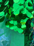 Jumbo 1.5" Circle Sequins - Green - Jumbo Sequins On Mesh Fabric Sold By The Yard