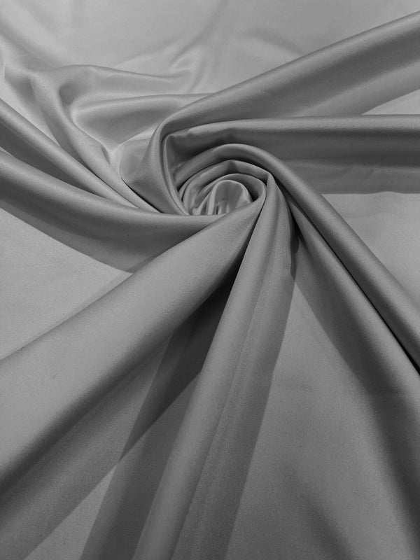 58/59" Satin Stretch Fabric Matte L'Amour - Grey - Stretch Matte Satin Fabric By Yard