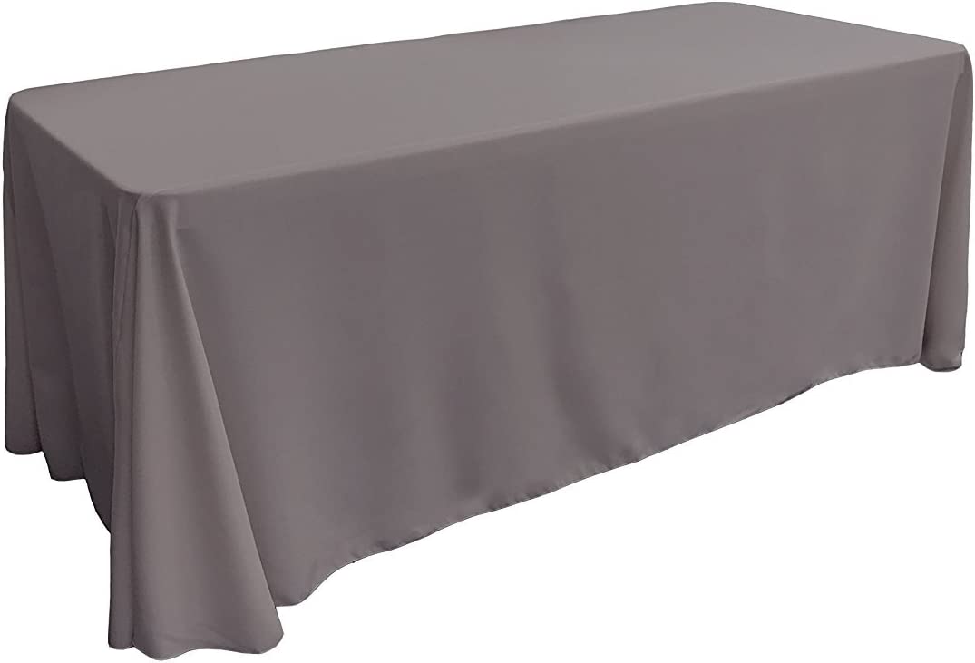90" Solid Tablecloth - Grey - Polyester Poplin Rectangular Full Table Cover (Pick Size)