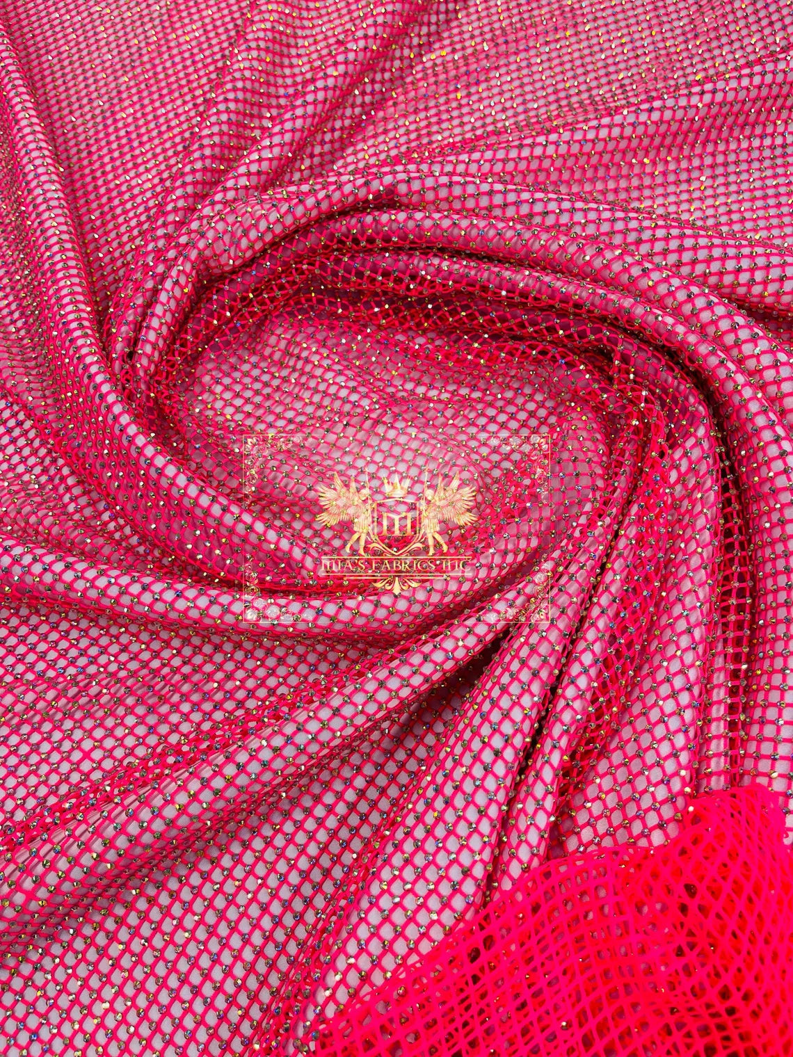 Fish Net Spandex Rhinestone Fabric - Spandex Fish Net Rhinestones Fabric - 15 Yard Roll