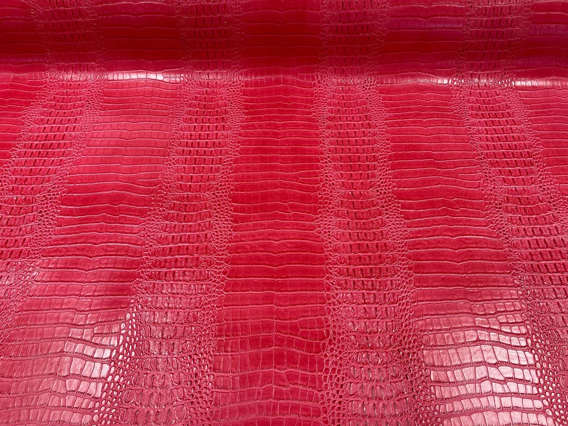 Crocodile Faux Leather Vinyl - 3D Scales Vinyl Crocodile Fabric - Different Colors - Sold By Yard